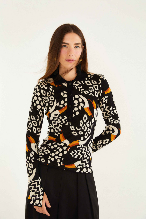 Black Tucanissimo Polo Knit Top Top
