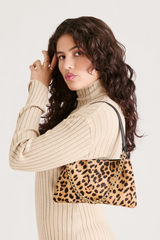 Light Gray Jagger Shoulder Bag in Leopard Calf Hair Handbags