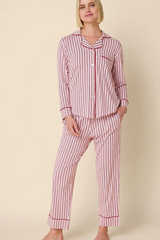 Wheat Holiday Stripe Pima Knit Long-Sleeved Pajama Pajamas
