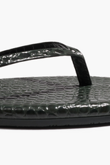 White Smoke Square Toe Lily Croc | Emerald Croc Flip Flop