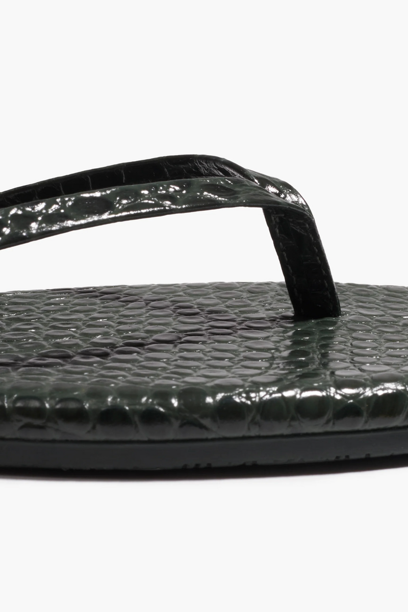 White Smoke Square Toe Lily Croc | Emerald Croc Flip Flop
