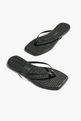 Dark Slate Gray Square Toe Lily Croc | Emerald Croc Flip Flop