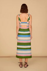 Tan Vivi Dress in Rayas Midi Dress