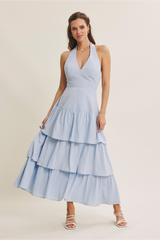 Light Gray Endless Ruffle Tiered Maxi Dress Maxi Dress