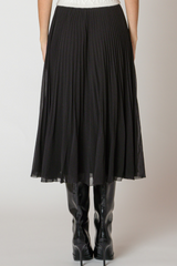 Black Watts Pleated Midi Skirt Midi Skirt