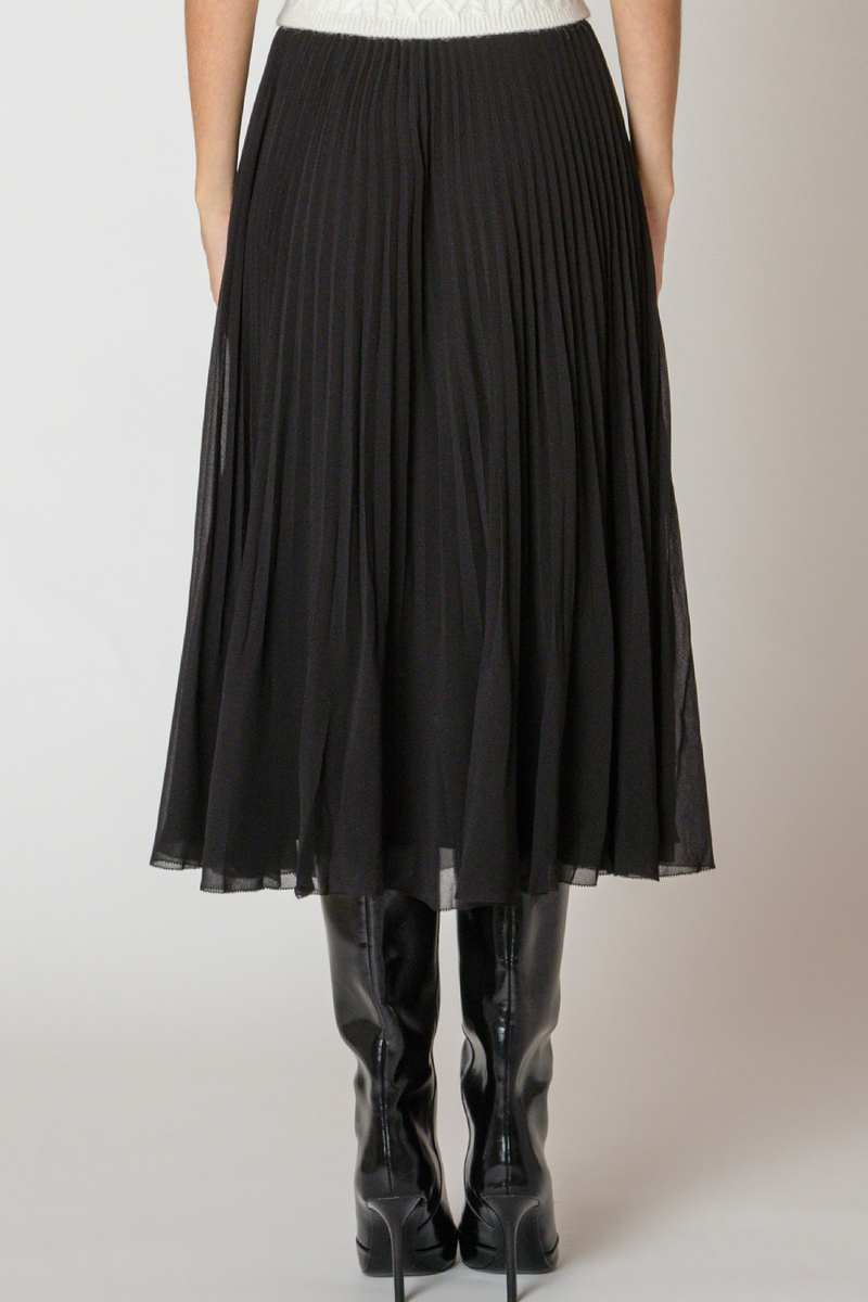 Black Watts Pleated Midi Skirt Midi Skirt
