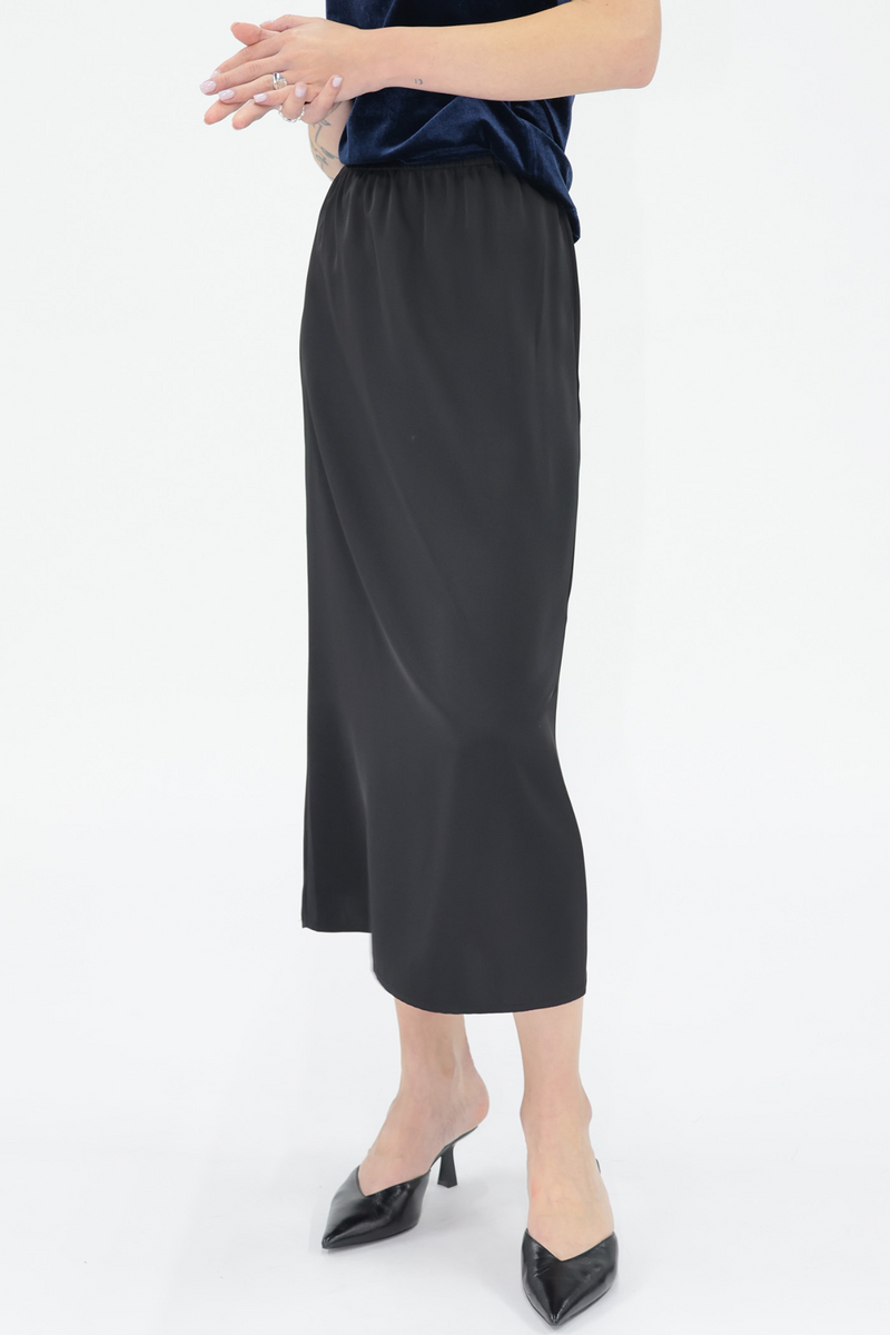 Dark Slate Gray Liya Satin Slip Midi Skirt Midi Skirt