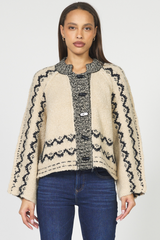 Dark Slate Gray Luanna Cardigan in Black/Cream Cardigan
