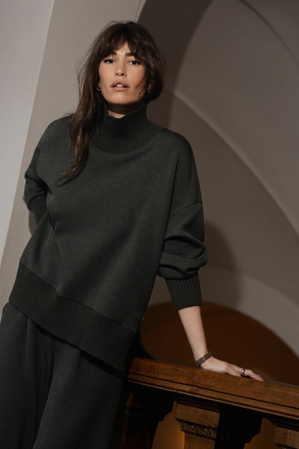 Dark Slate Gray Baker High Neck Sweat Sweatshirt