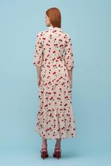 Light Steel Blue Molly Dress in Cherry Midi Dress