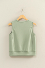 Dark Gray Rose Sleeveless Top Top