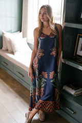 White Smoke Camille Slip Dress in Botanical Midnight Maxi Dress