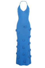Steel Blue Butterfly Crochet Maxi Dress Maxi Dress