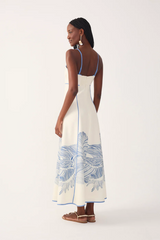 Misty Rose Off-White Mergulho Cut-Out Linen Midi Dress Maxi Dress