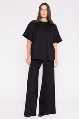 Black Ponte Knit Big Shirt Shirt