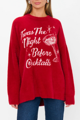 Firebrick Classic Crewneck Sweater | Twas The Night Knit Sweater