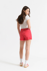 White Smoke Troublemaker High Rise Short | Chili Pepper Denim Shorts