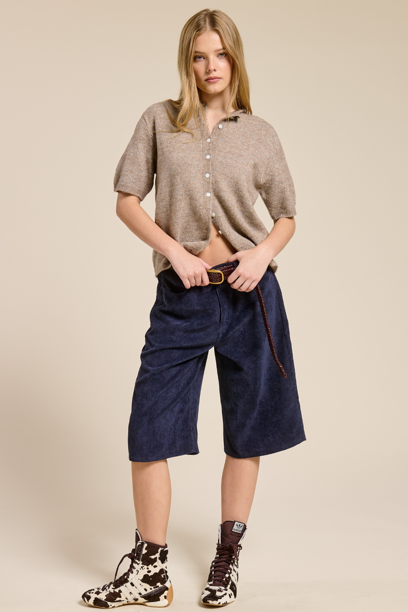 Light Gray Wren Short Sleeve Cardigan Cardigan