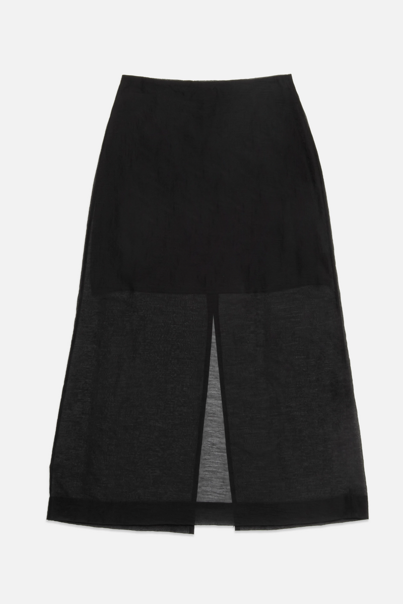 Black Hugh Sheer Skirt Midi Skirt