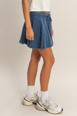 Light Gray Toni Acid Wash Skort Skort