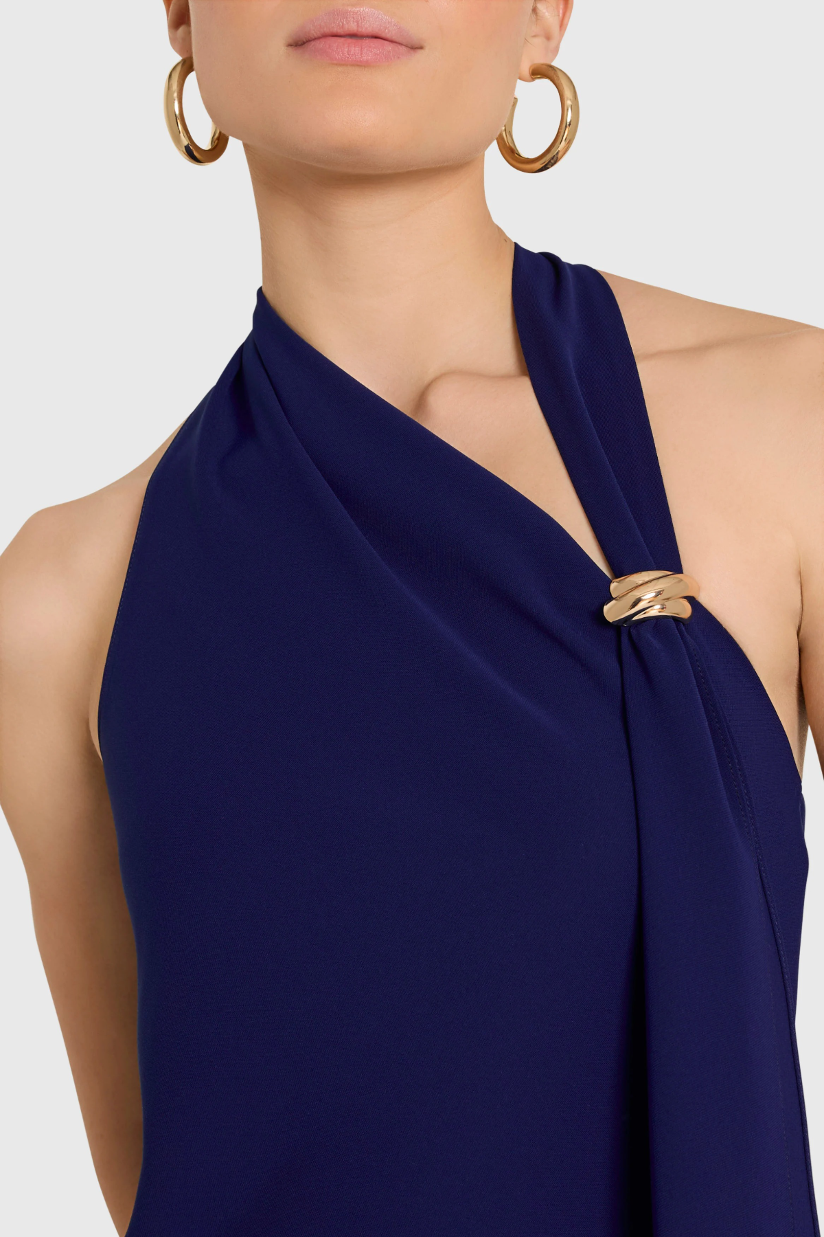 sonya maxi dress Sleeveless in Navy | M Colour:AZURE BLUE Draped Sleeveless Venezia Scoop Featuring a deep V Mallard