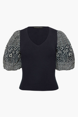 White Smoke Andrea Top in Indigo Dot Top