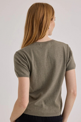 Gray Short Sleeve Crew Neck Knit Top Top
