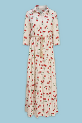 Light Steel Blue Molly Dress in Cherry Midi Dress
