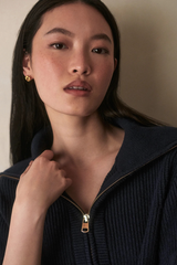 Rosy Brown Maura Half Zip Rib Knit Sweater