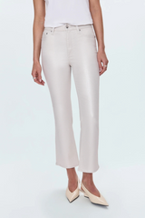 Light Gray Lennon High Rise Coated Boot Jean | Ivory Luster Pant