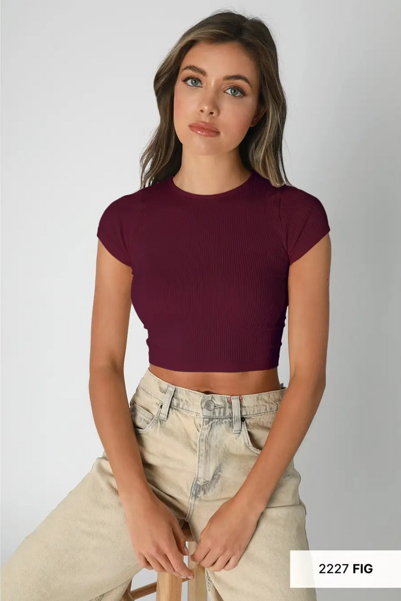 Light Gray Sandy Ribbed Baby Tee Tee