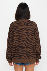 White Smoke Seasons Sweater in Wild Tiger Grpahic Knit Sweater