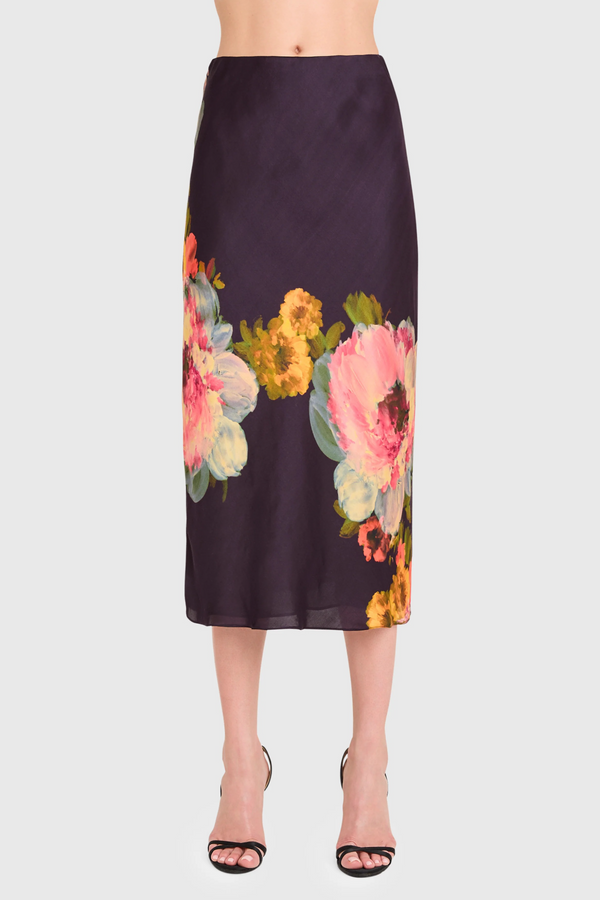 Dark Slate Gray Elroy Skirt in Seona Print Midi Skirt