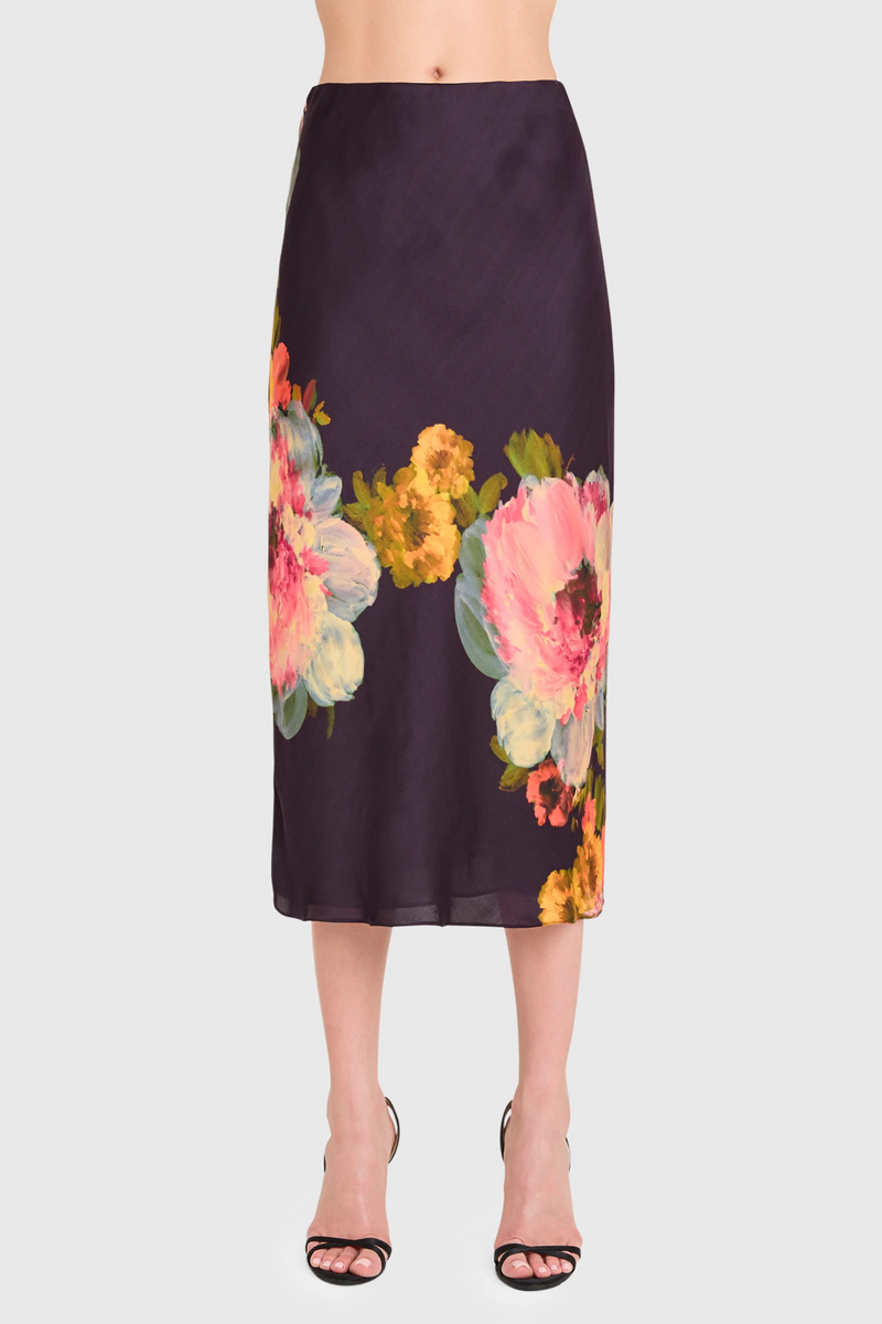 Dark Slate Gray Elroy Skirt in Seona Print Midi Skirt