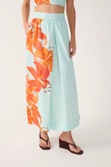 Lavender Blue Lily Crop Top and Midi Skirt Outfit Sets