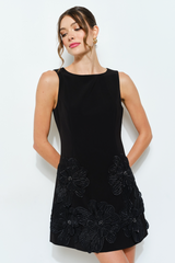 Kennedy Floral Applique Sleeveless Mini Dress