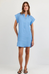Lavender Cap Sleeve Henley Dress Mini Dress