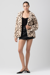 Light Gray Cool Cat Animal Faux Fur Jacket Jacket