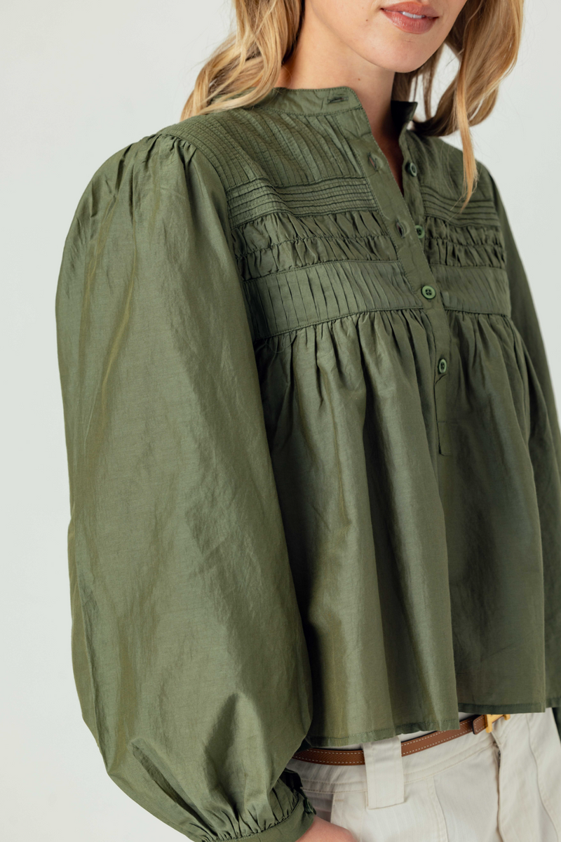 Dark Olive Green Arya Blouse Top