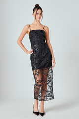 Light Gray Sequins Embroidered Cocktail Dress Maxi Dress