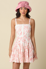 Light Gray Winston Floral Mini Dress in Natural Coral Mini Dress