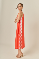 Gray Sleeveless Ric Rac Midi Dress Midi Dress