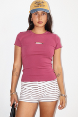 White Smoke Fish Embroidered Baby Tee Tee