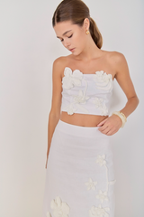 Gray Crochet Flower Bandeau Top Crop Top