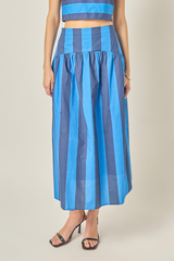 Gray Bold Stripe Midi Skirt Midi Skirt