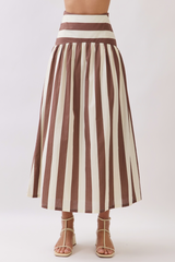 Light Gray Sweet On Stripes Drop Waist Maxi Skirt Maxi Skirt