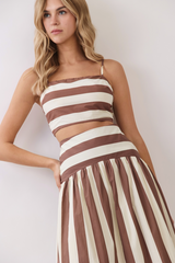 Light Gray Sweet On Stripes Cropped Cami Crop Top
