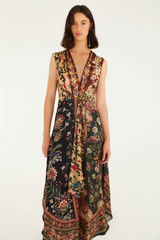 Dark Slate Gray Winter Garden Mix Sleeveless Maxi Dress Maxi Dress