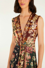 Dark Slate Gray Winter Garden Mix Sleeveless Maxi Dress Maxi Dress