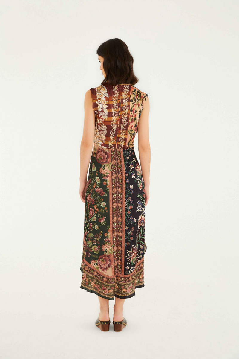 Beige Winter Garden Mix Sleeveless Maxi Dress Maxi Dress